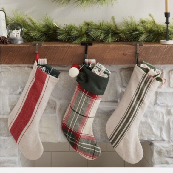 NWT Christmas Holiday Stocking Hearth & Hand w/ Magnolia-Red/Cream Center Stripe - Picture 3 of 4